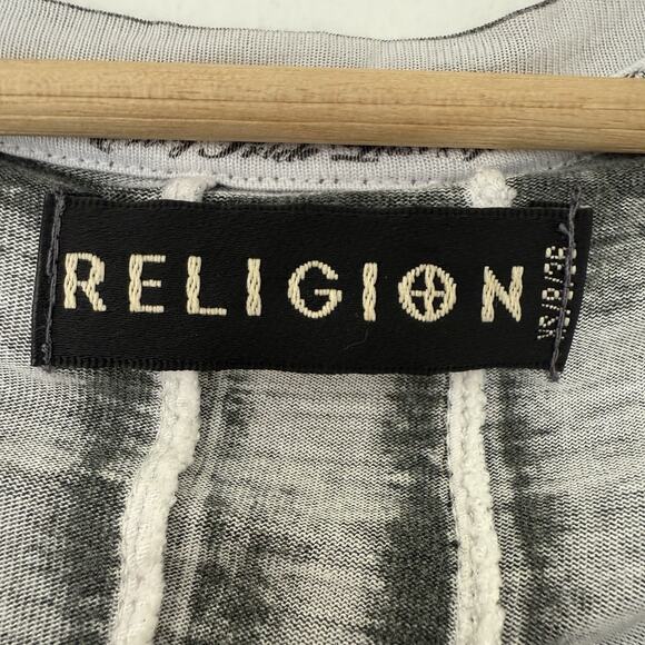 Religion London Goth Grunge Distressed Longline Tunic Top XS Graphic Bird Heart - Picture 7 of 10